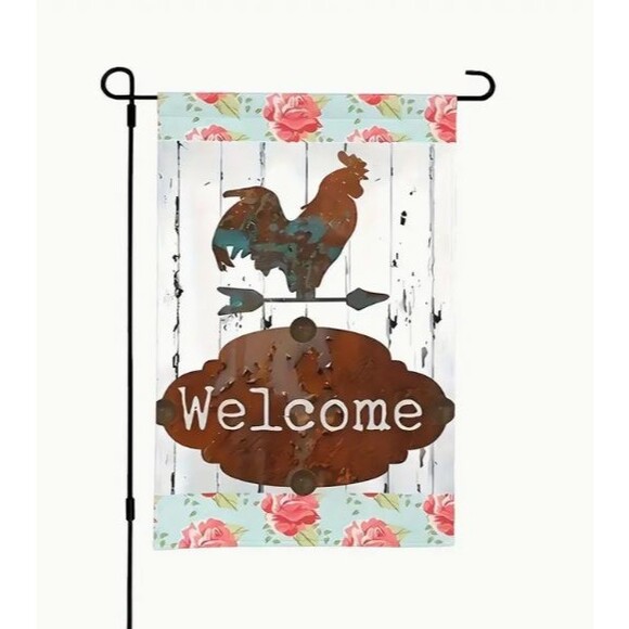 Garden Flag 12x18in Welcome Rooster Country Farmhouse NEW - Picture 1 of 1